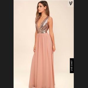 Rose gold sequin maxi dress